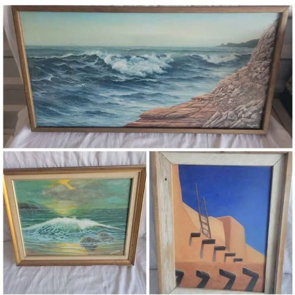 Lot of 3 Michael Gallarda Original Oil Paintings Signed Trompe L'Oeil Santa Fe N